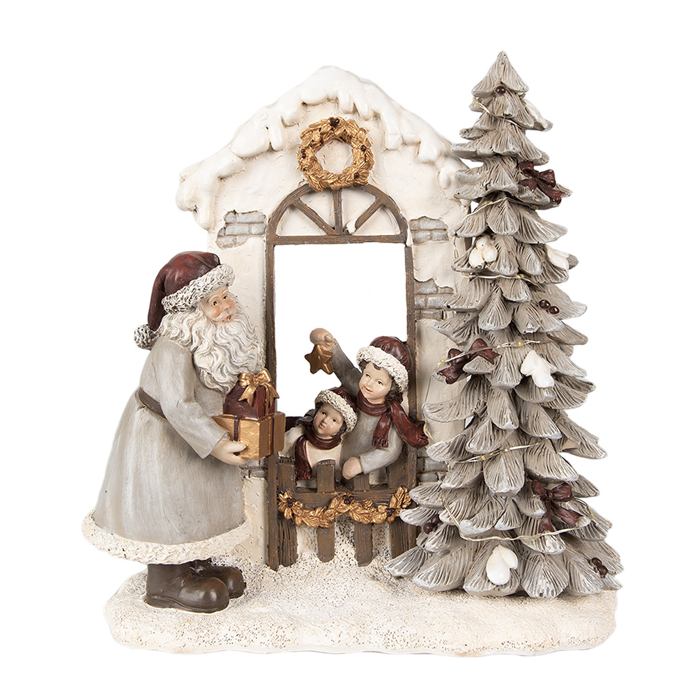 Clayre & Eef | Kerstdecoratie Beeld Kerstman Wit, Rood 22x10x23 cm | 6PR4950