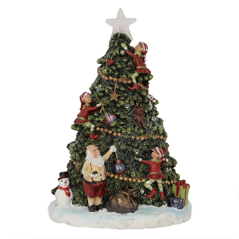 Clayre & Eef | Kerstdecoratie Kerstboom met LED Groen 18x15x26 cm / 3xAAA | 6PR3971