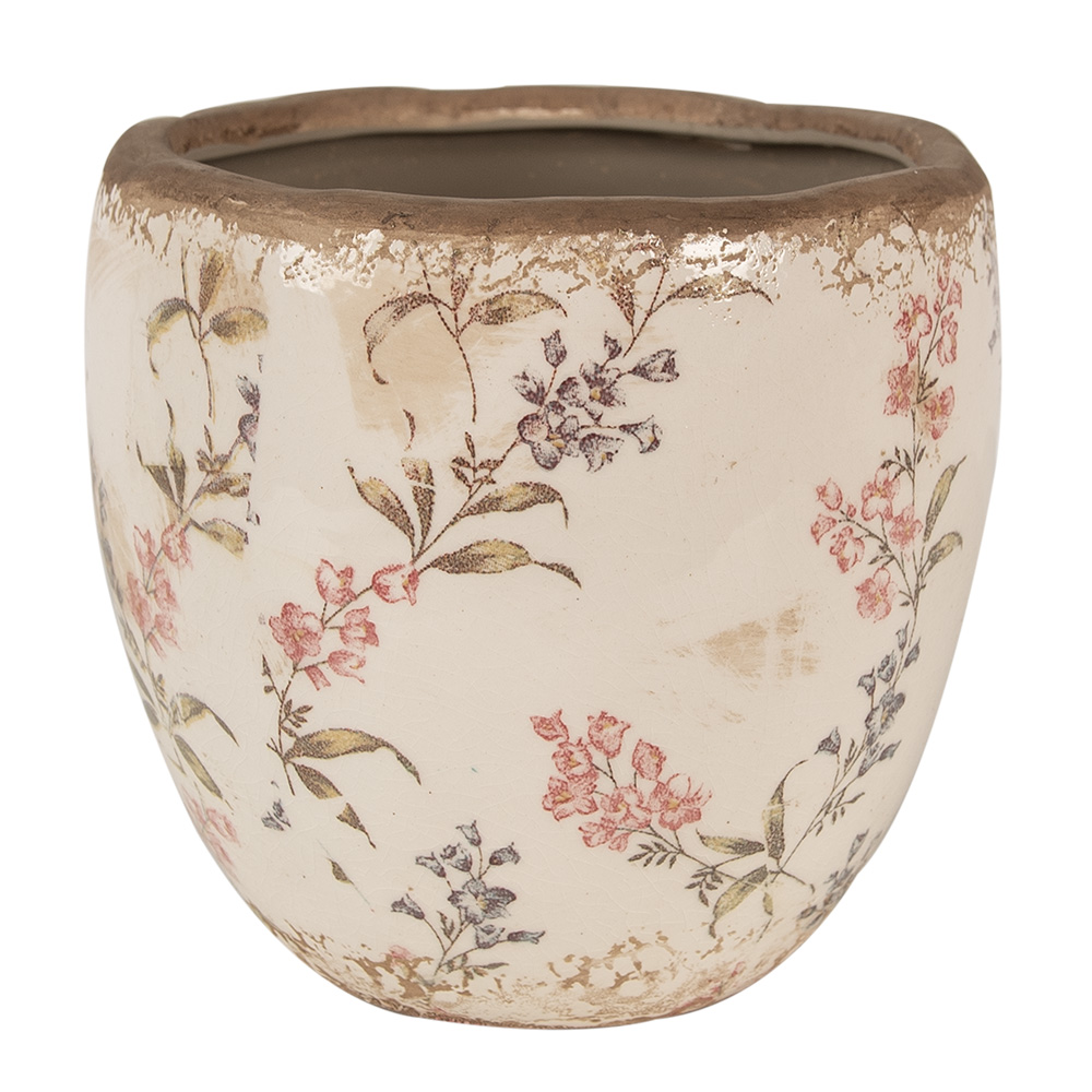 Clayre & Eef | Bloempot Binnen Beige Roze ø 14x14 cm | 6CE1615M