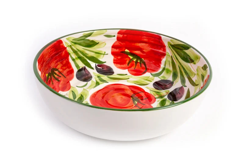 Schaal rond tomaat Ø 28 cm wit rood aardewerk | GR50 | Piccobella