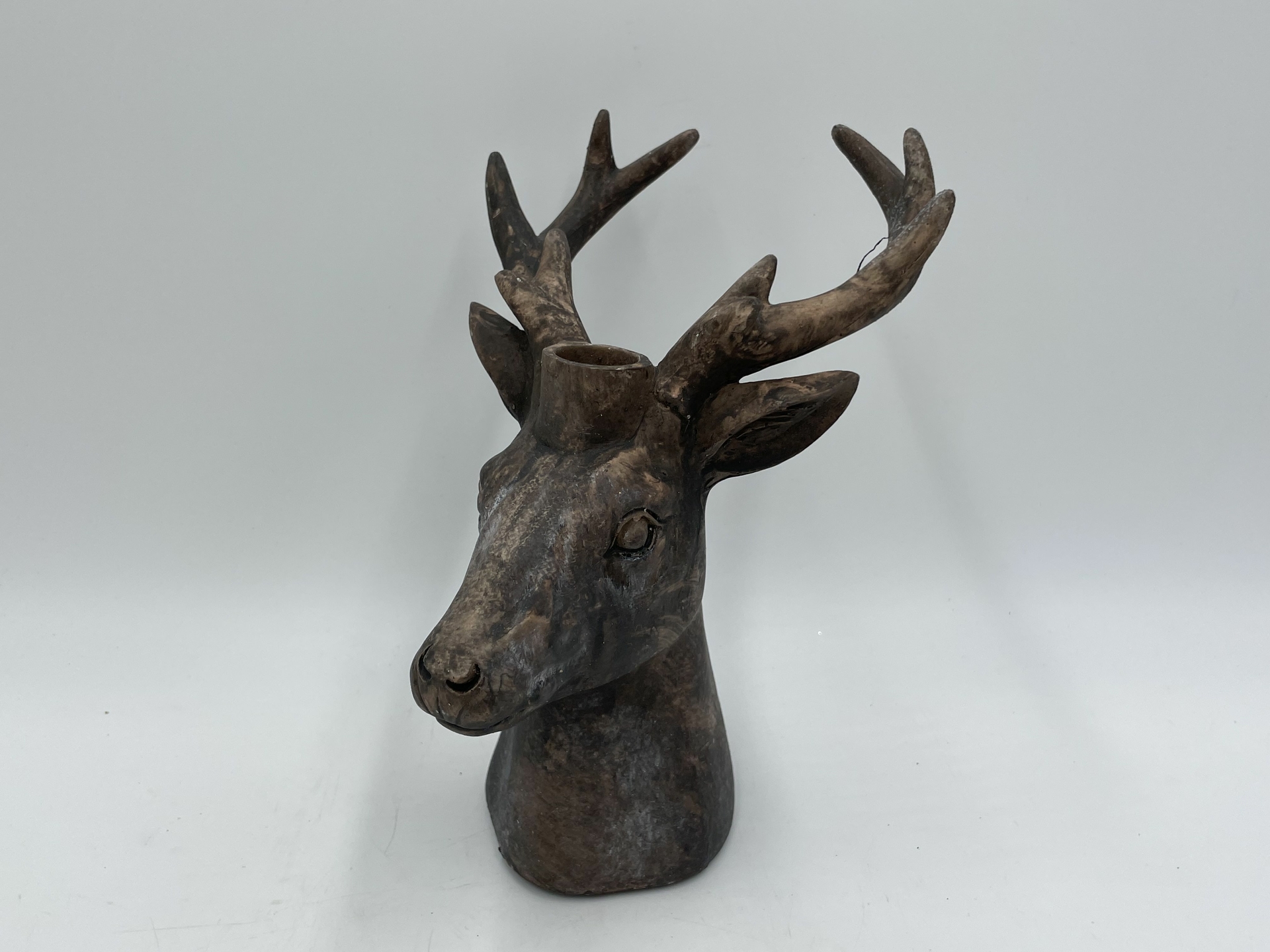 Kandelaar hert vintage bruin maat L steen 21 x 14,5 cm | 801833 | Countryfield | Stoer & Sober Woonstijl