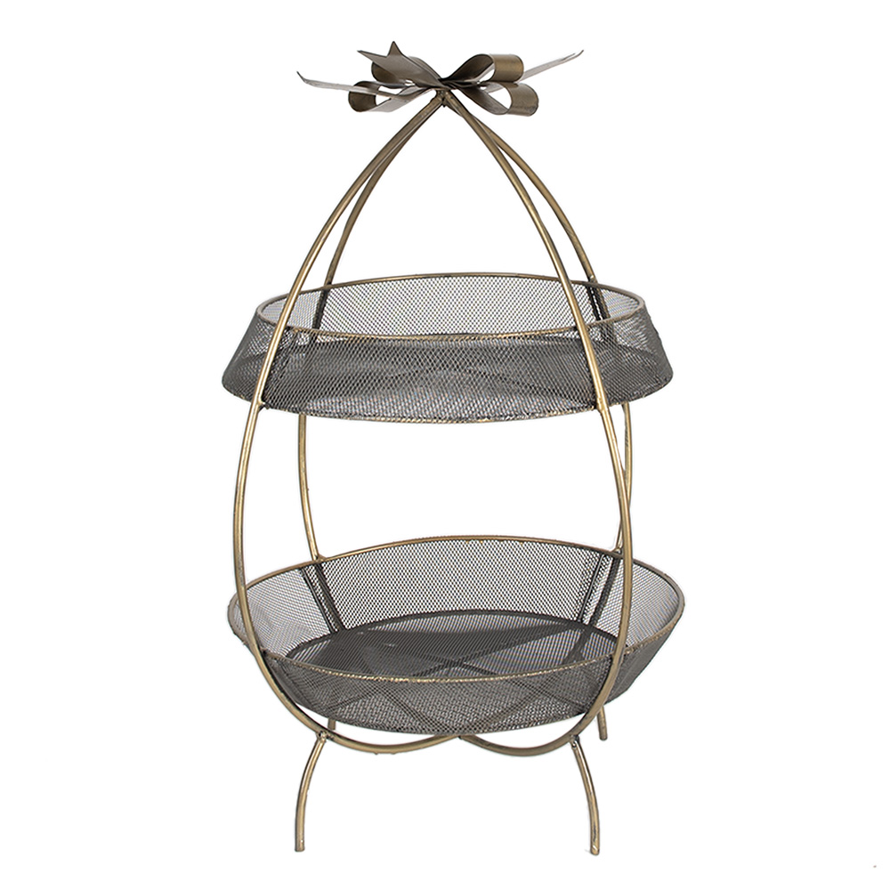 Clayre & Eef | Etagère 2 laags Goudkleurig ø 34x51 cm | 6Y5326