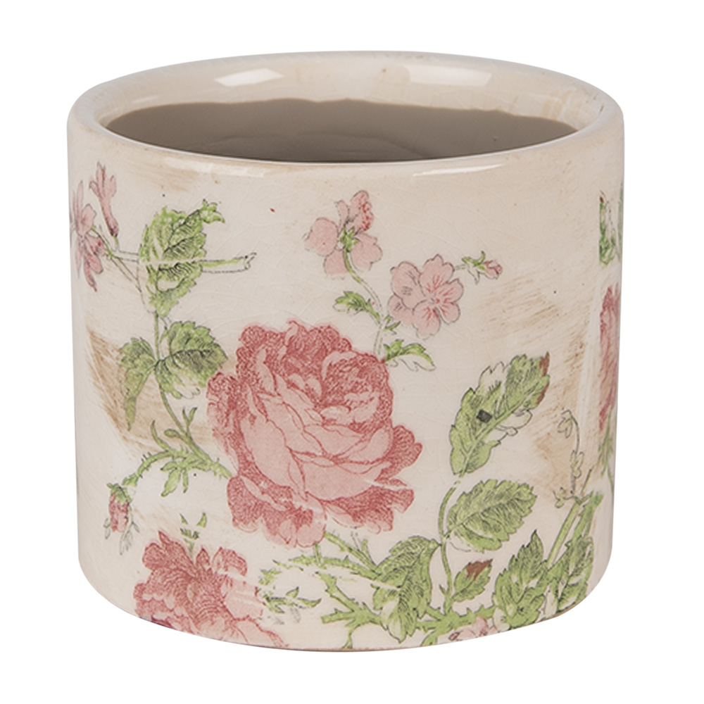 Clayre & Eef | Bloempot Binnen Beige Roze ø 11x9 cm | 6CE1623XS