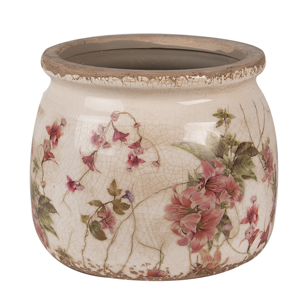 Clayre & Eef | Bloempot Binnen Beige Roze ø 16x13 cm | 6CE1628M