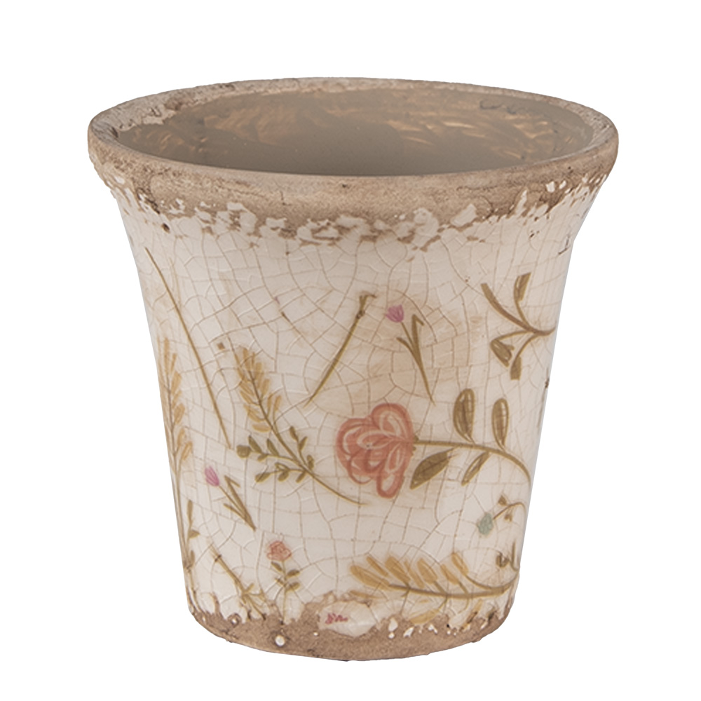 Clayre & Eef | Bloempot Binnen Beige Roze ø 9x8 cm | 6CE1629S