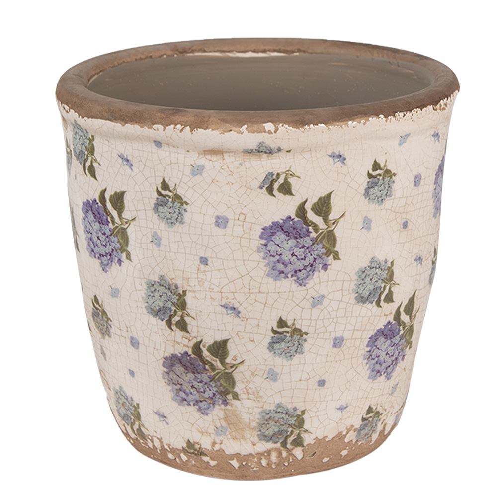 Clayre & Eef | Bloempot Binnen Beige Blauw ø 14x13 cm | 6CE1638M