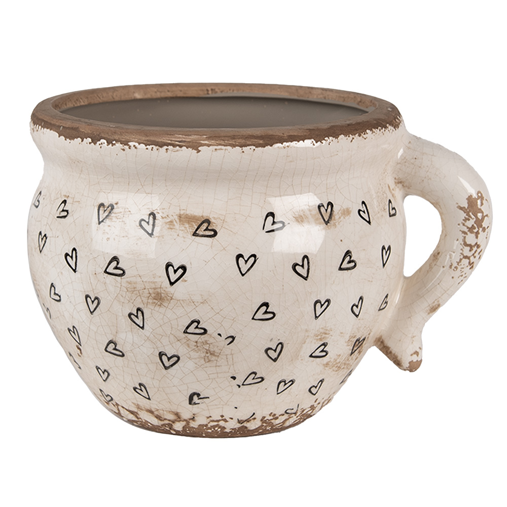 Clayre & Eef | Bloempot Binnen Beige Zwart 20x17x15 cm | 6CE1655L