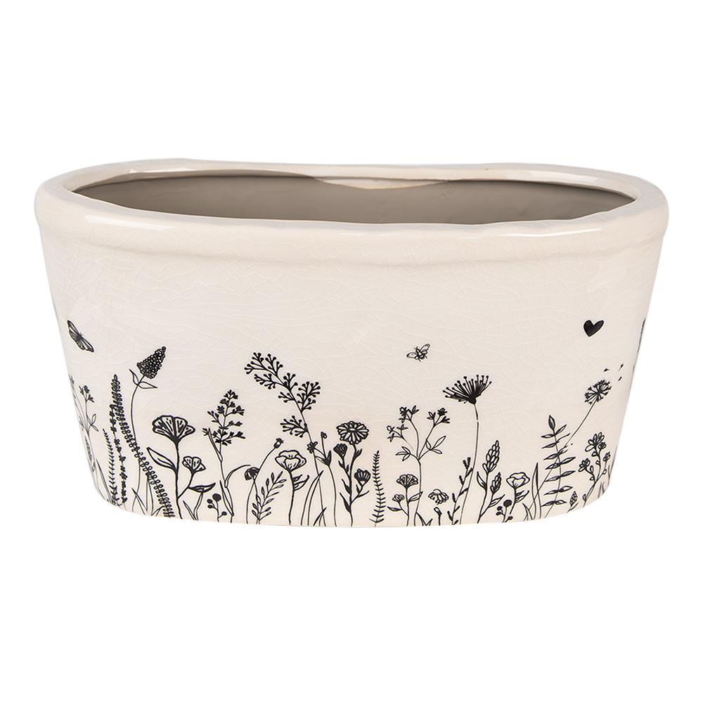 Clayre & Eef | Bloempot Binnen Beige, Zwart 27x13x14 cm | 6CEFAF0003L