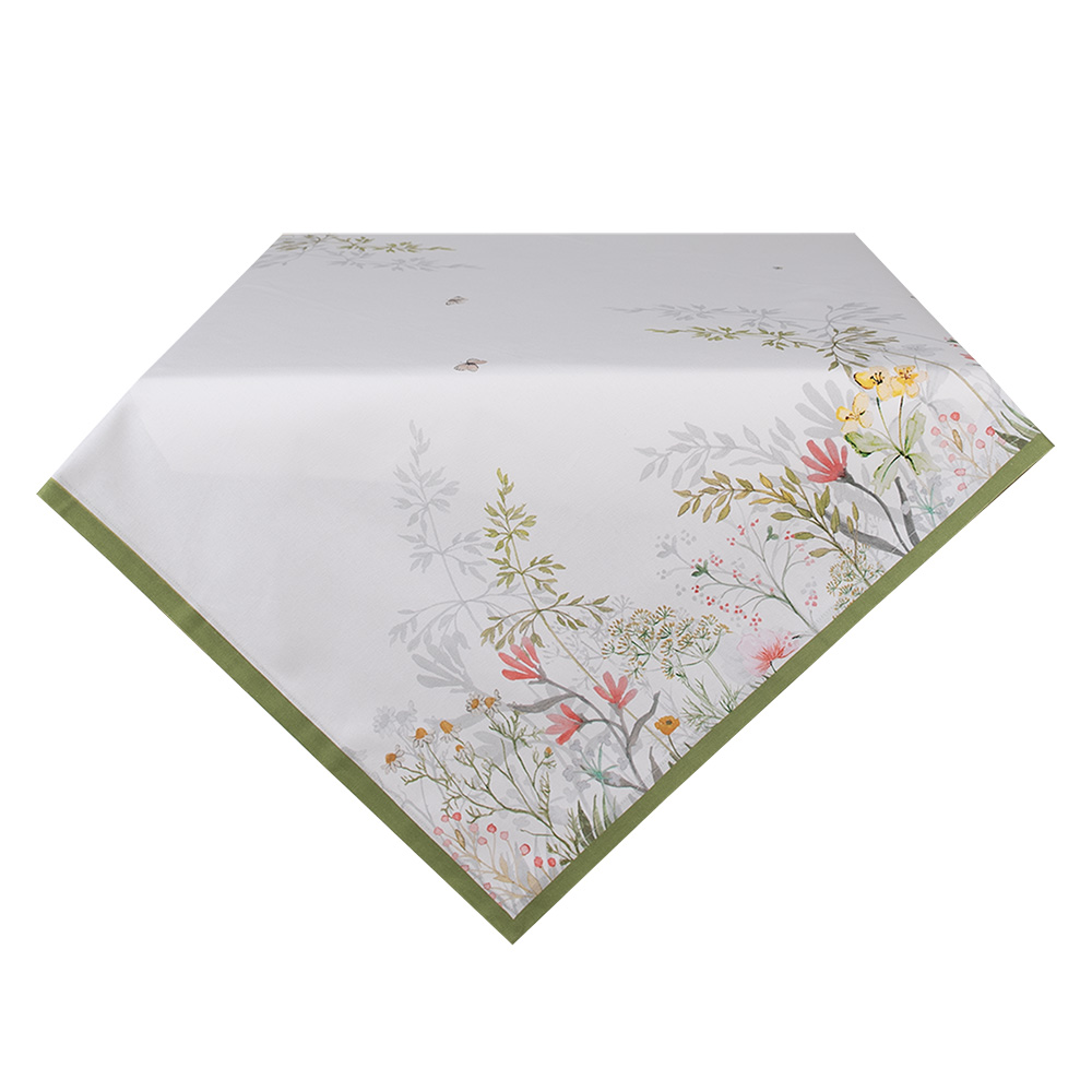 Clayre & Eef | Tafelkleed Wit, Groen 100x100 cm | WFF01