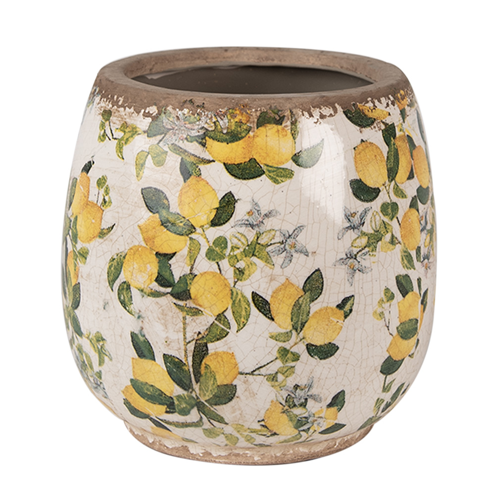 Clayre & Eef | Bloempot Binnen Beige Geel ø 13x13 cm | 6CE1608S