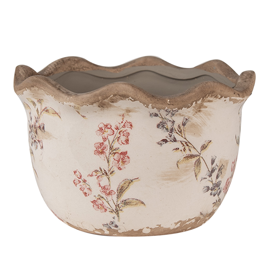 Clayre & Eef | Bloempot Binnen Beige Roze ø 14x9 cm | 6CE1617S