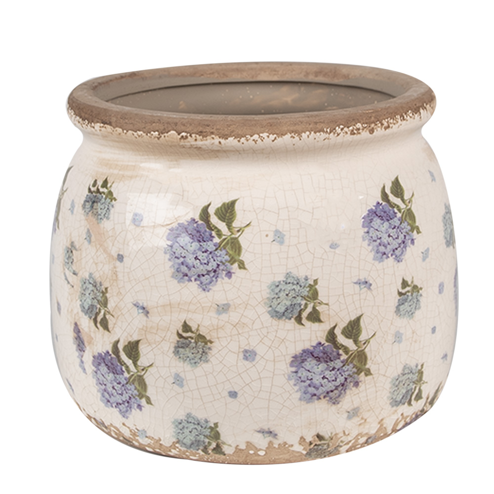 Clayre & Eef | Bloempot Binnen Beige Blauw ø 16x13 cm | 6CE1639M