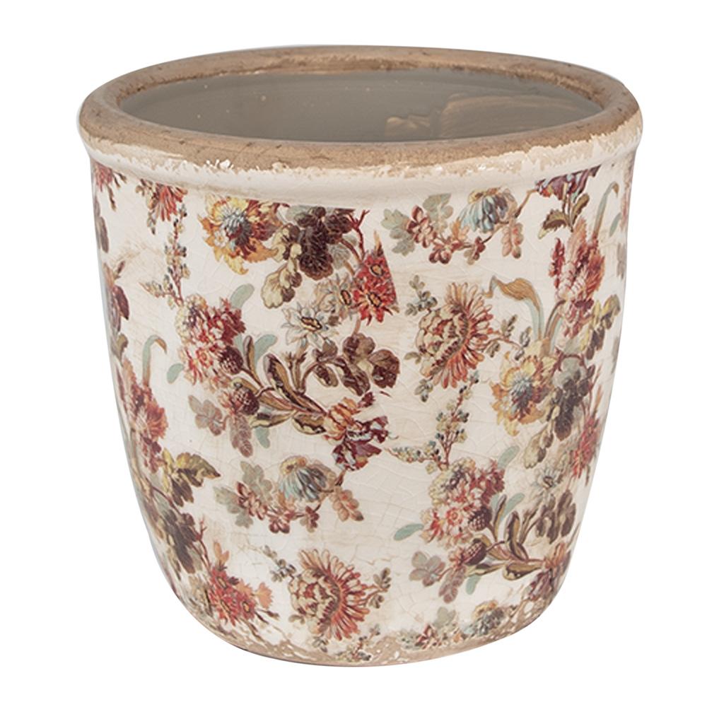 Clayre & Eef | Bloempot Binnen Beige Roze ø 14x13 cm | 6CE1649M