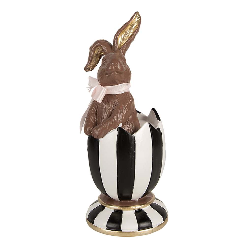 Clayre & Eef | Decoratie konijn in ei Bruin Wit ø 8x19 cm | 6PR4100