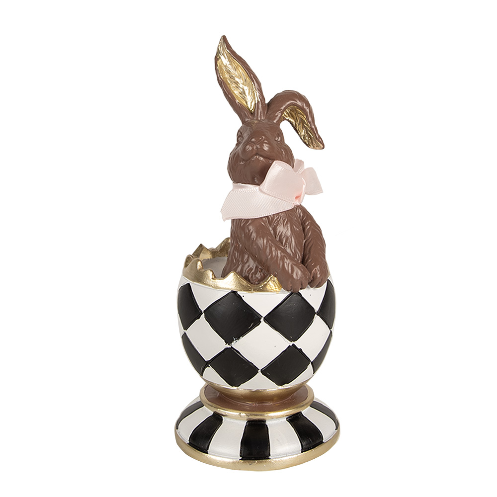 Clayre & Eef | Decoratie konijn in ei Bruin Wit 8x7x19 cm | 6PR4102