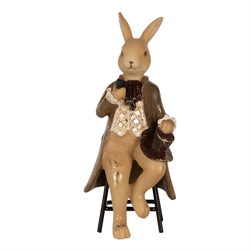 Clayre & Eef | Decoratie konijn Beige Bruin 9x9x20 cm | 6PR4112