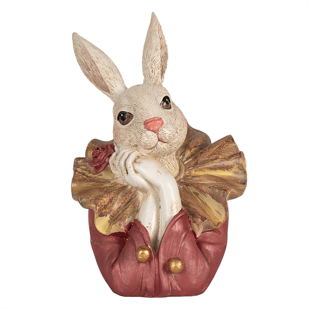 Clayre & Eef | Decoratie konijn Beige Roze 11x11x17 cm | 6PR4115