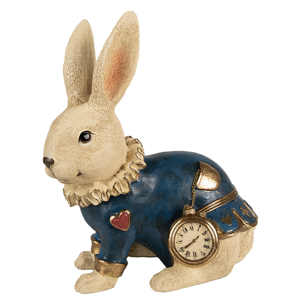 Clayre & Eef | Decoratie konijn Beige Blauw 27x17x29 cm | 6PR4117