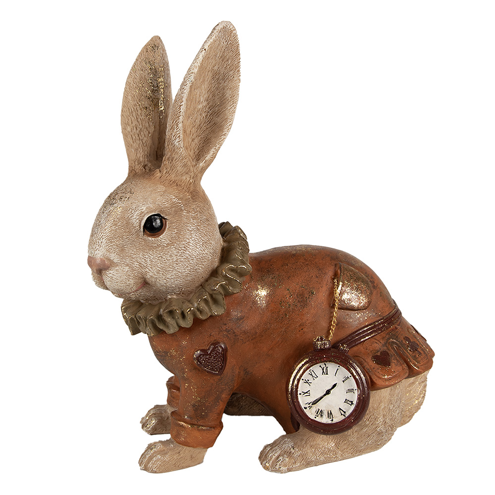 Clayre & Eef | Decoratie konijn Beige Rood 27x17x29 cm | 6PR4118