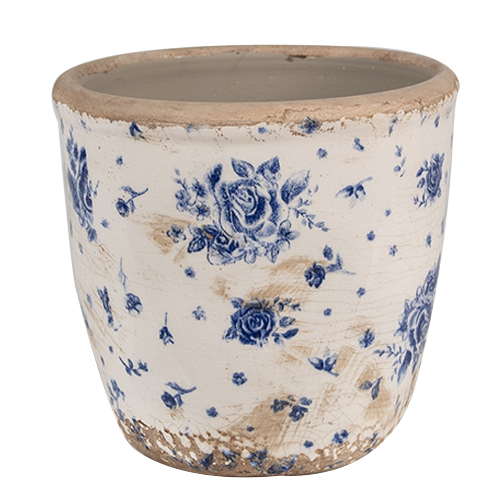 Clayre & Eef | Bloempot Binnen Beige Blauw ø 13x12 cm | 6CE1658S