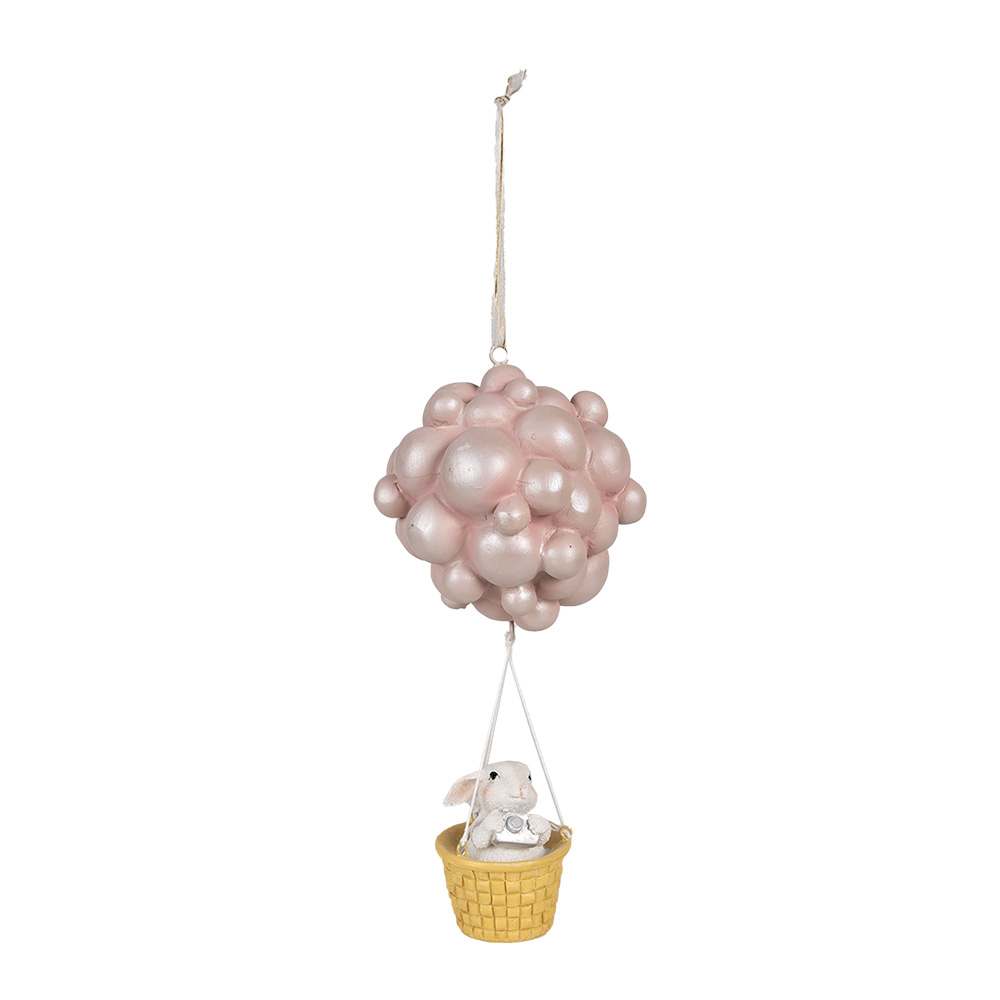 Clayre & Eef | Decoratie hanger luchtballon Beige Roze 11x10x22 cm | 6PR4125