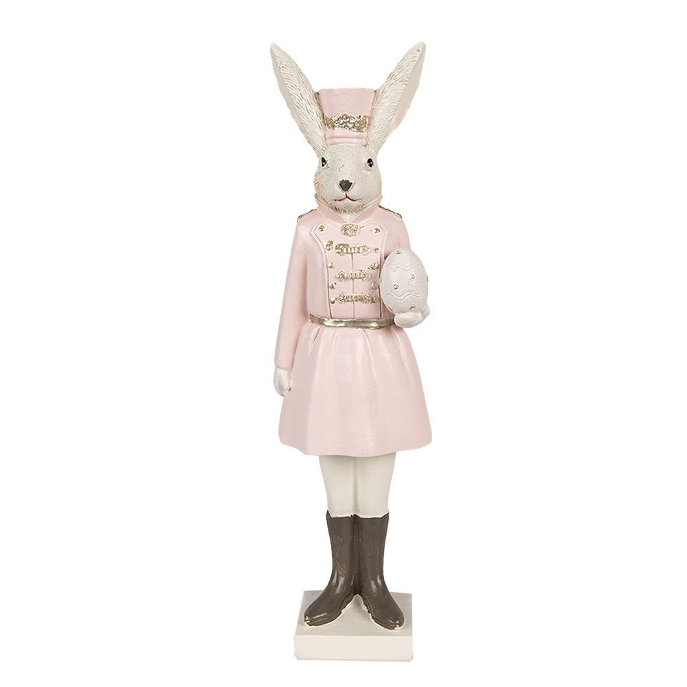 Clayre & Eef | Decoratie konijn Beige Roze 7x6x23 cm | 6PR4130