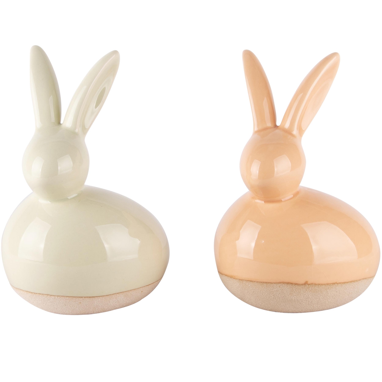 Dekoratief | Bunny groen/peach, porselein, 10x8x15cm, set van 2 stuks | A240020