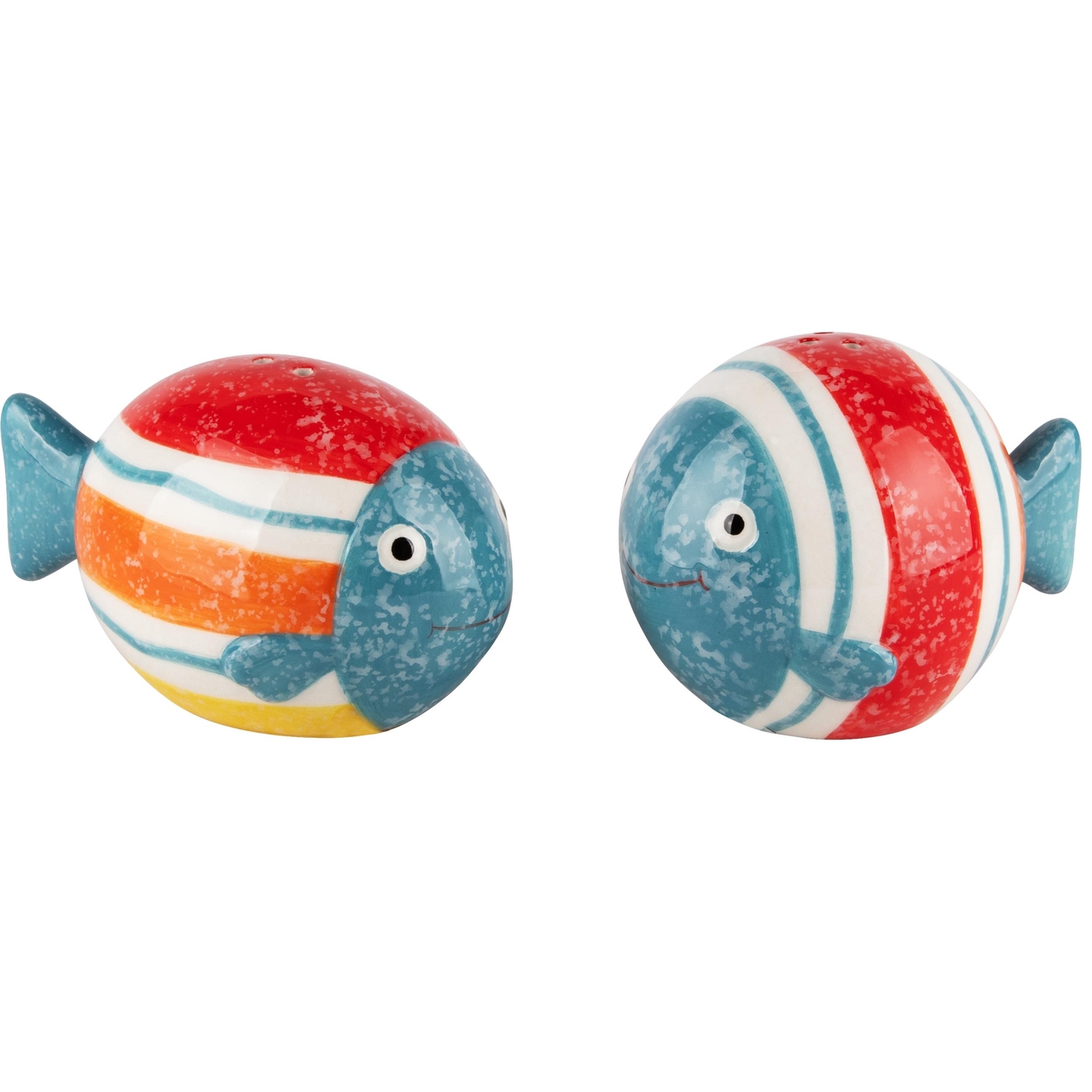 Dekoratief | Duo peper/zout vis, multicolor, keramiek, 9x7x6cm | A240052