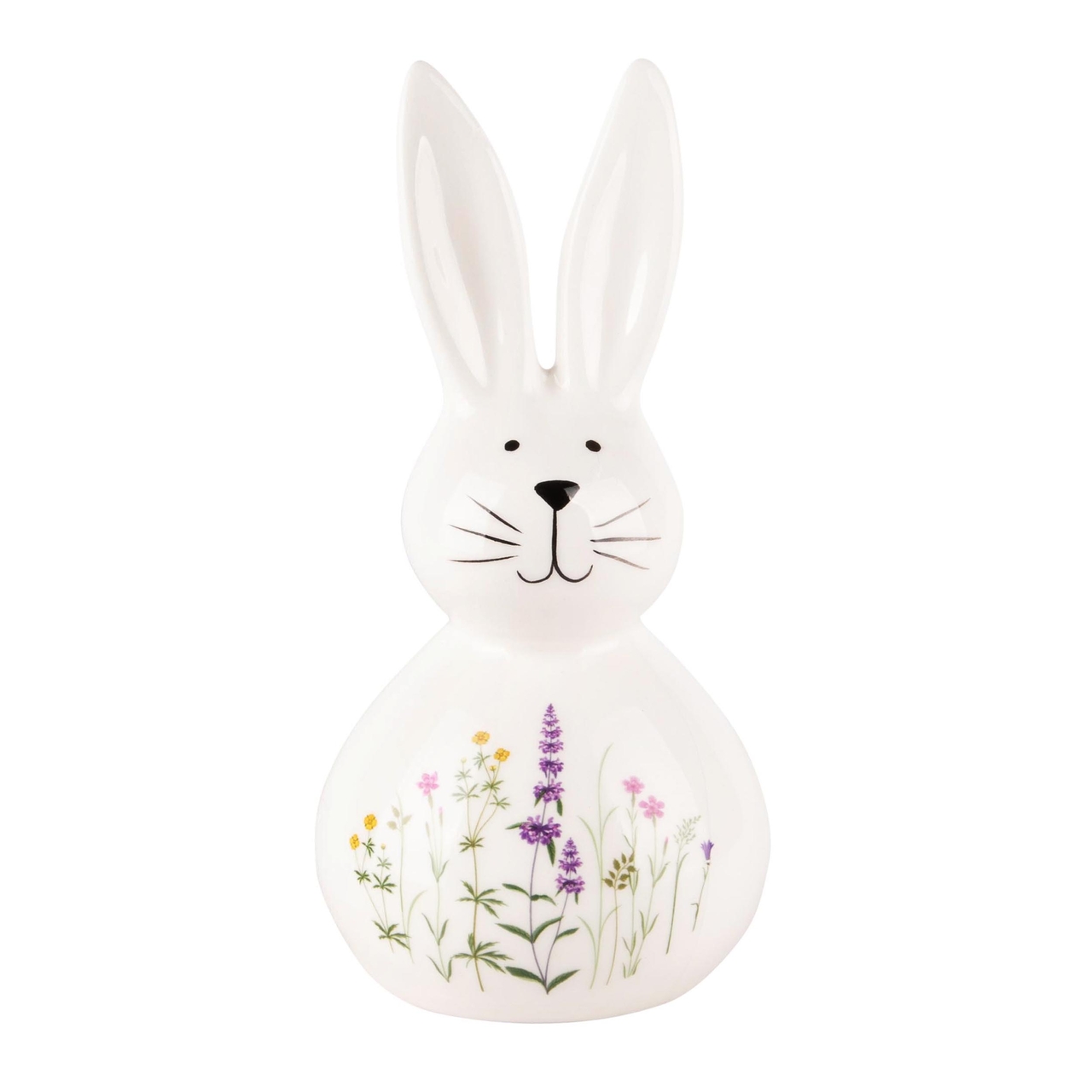 Dekoratief | Bunny wit m/bloemen, keramiek, 7x6x13cm | A240063