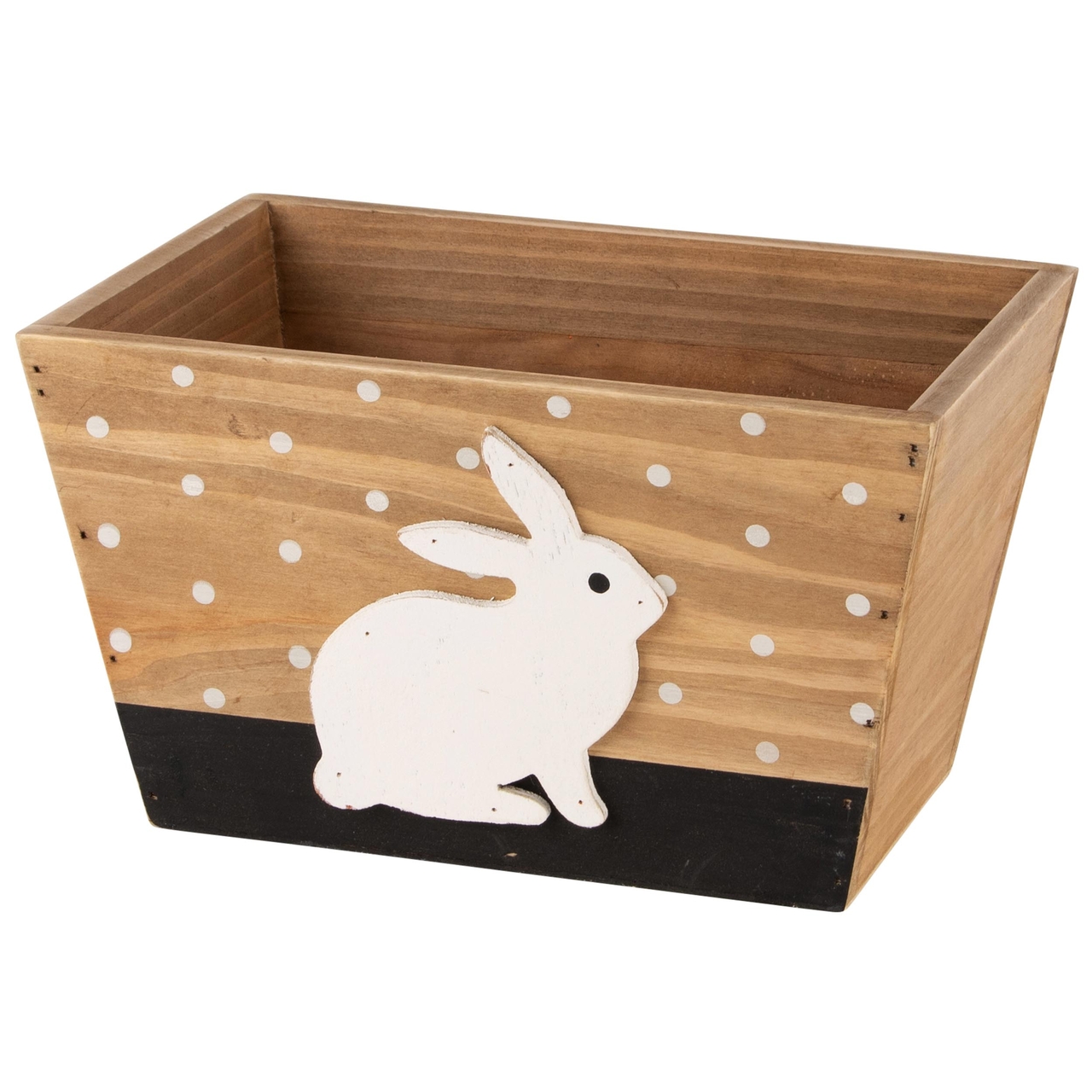 Dekoratief | Bakje m/bunny, naturel/wit/zwart, hout, 22x15x13cm | A240247
