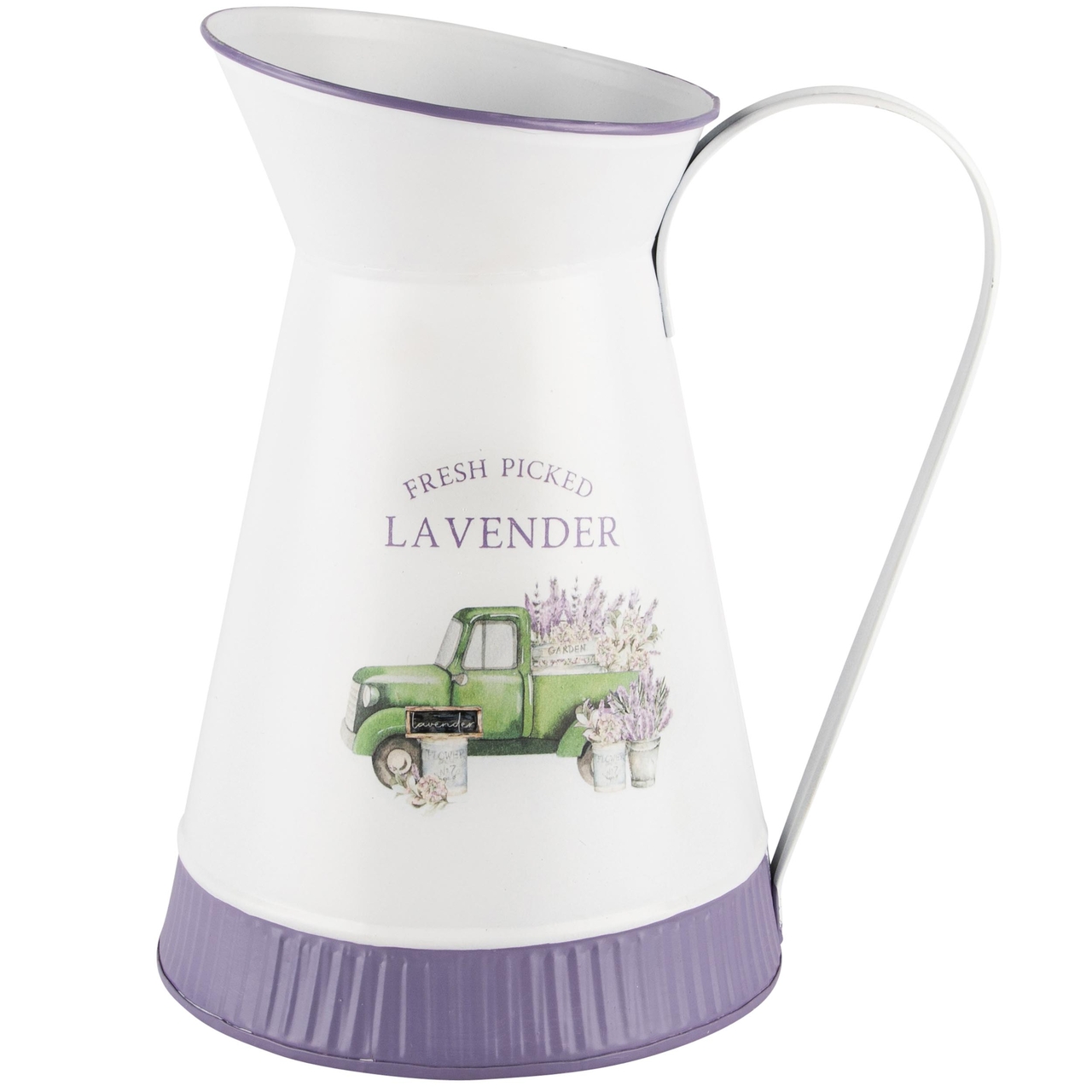 Dekoratief | Gieter 'Fresh Picked Lavender', wit, metaal, 17x26x22cm | A240263