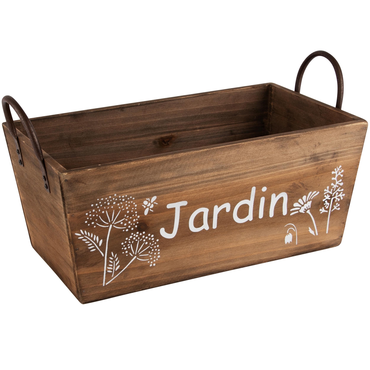 Dekoratief | Bakje rechthoek 'Jardin', bruin, hout, 28x16x12cm | A240277