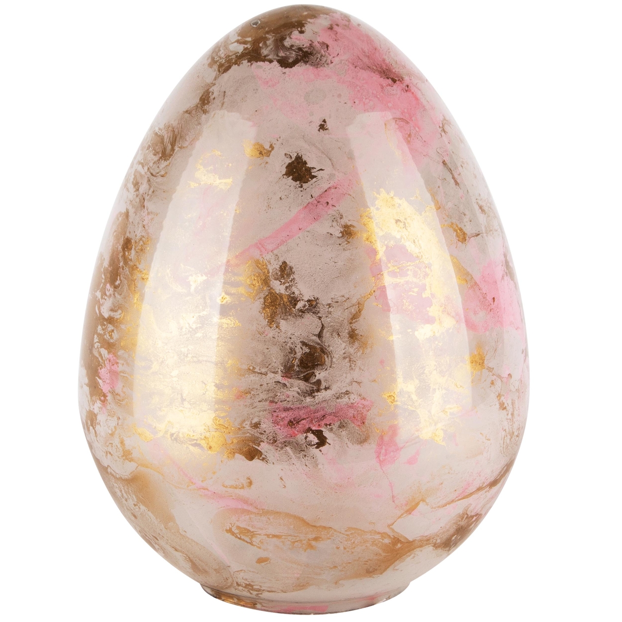 Dekoratief | Deco ei 'Pink/Gold Marbled', glas, 15x15x20cm | A240442