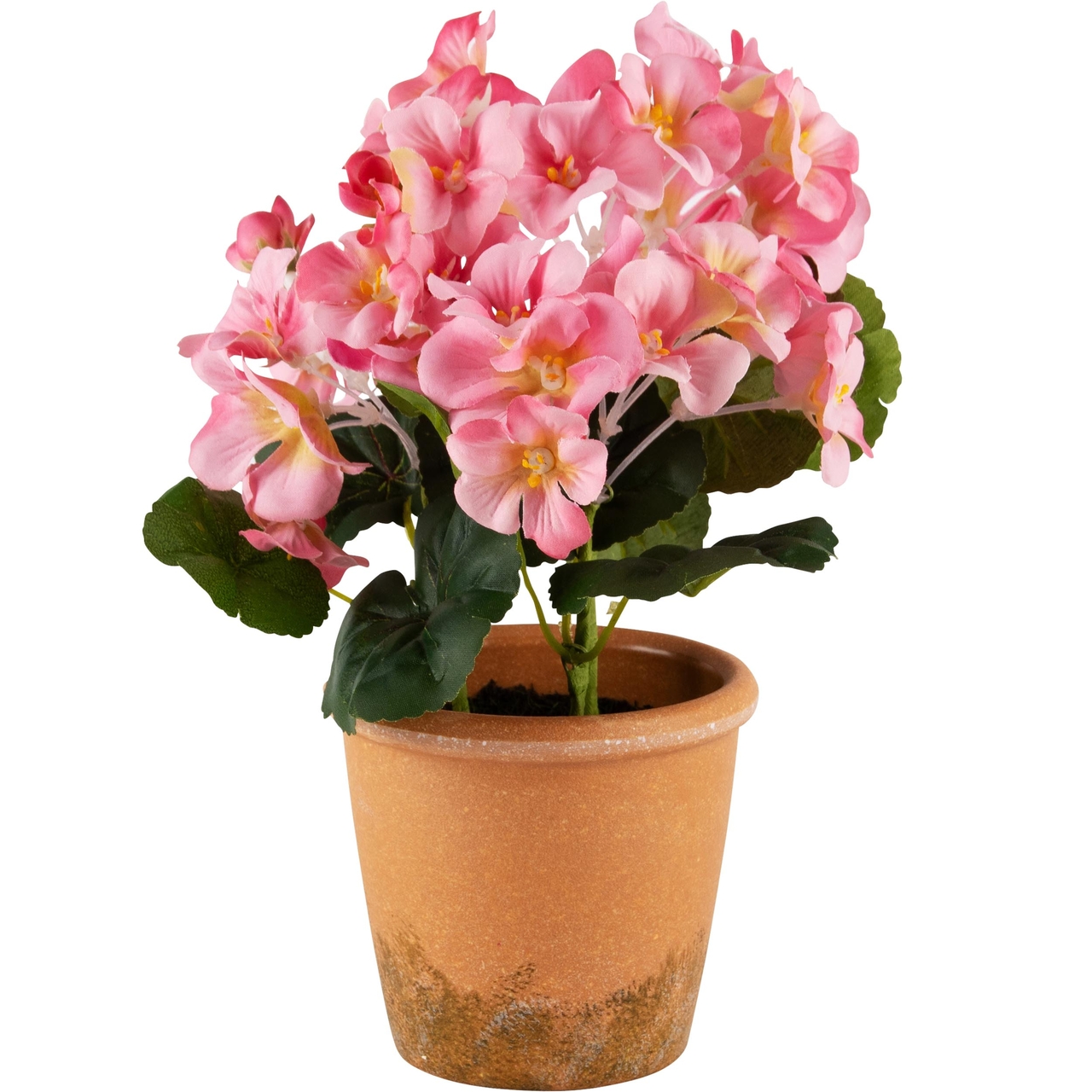 Dekoratief | Bloempot m/roze bloemen, PVC, 15x15x23cm | A240580