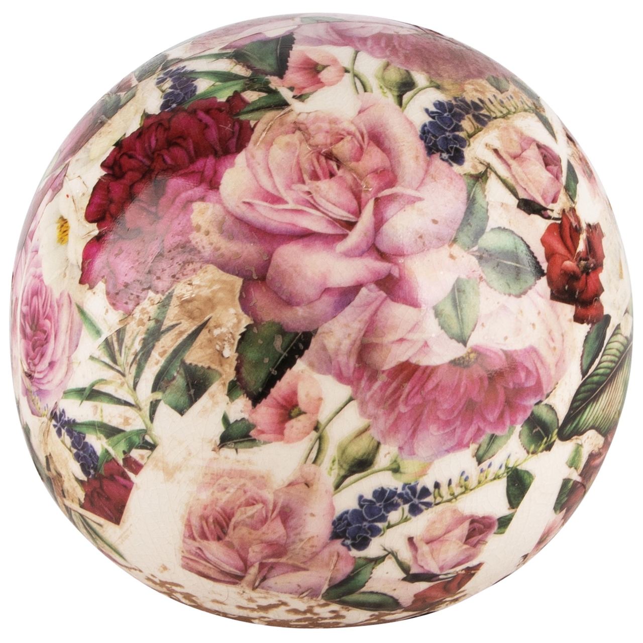 Dekoratief | Decobol 'Purple Flowers', keramiek, 12x12x12cm | A240814