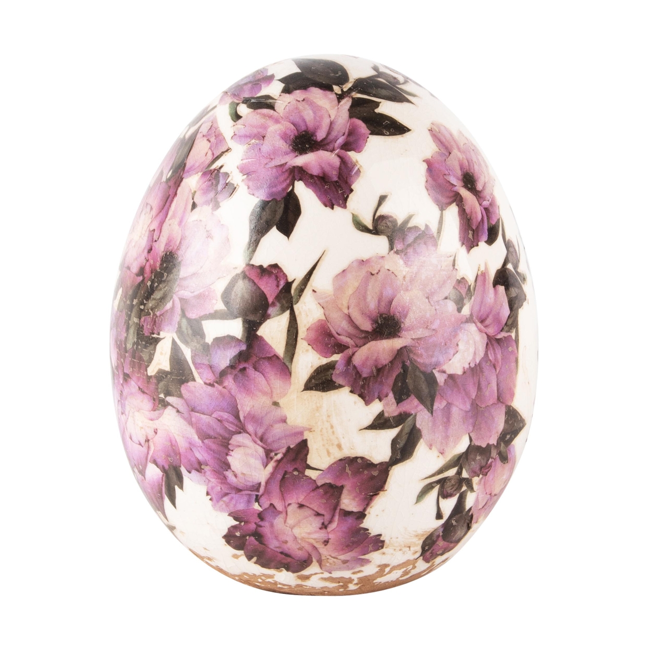 Dekoratief | Deco ei 'Purple Flowers', keramiek, 10x10x12cm | A240832