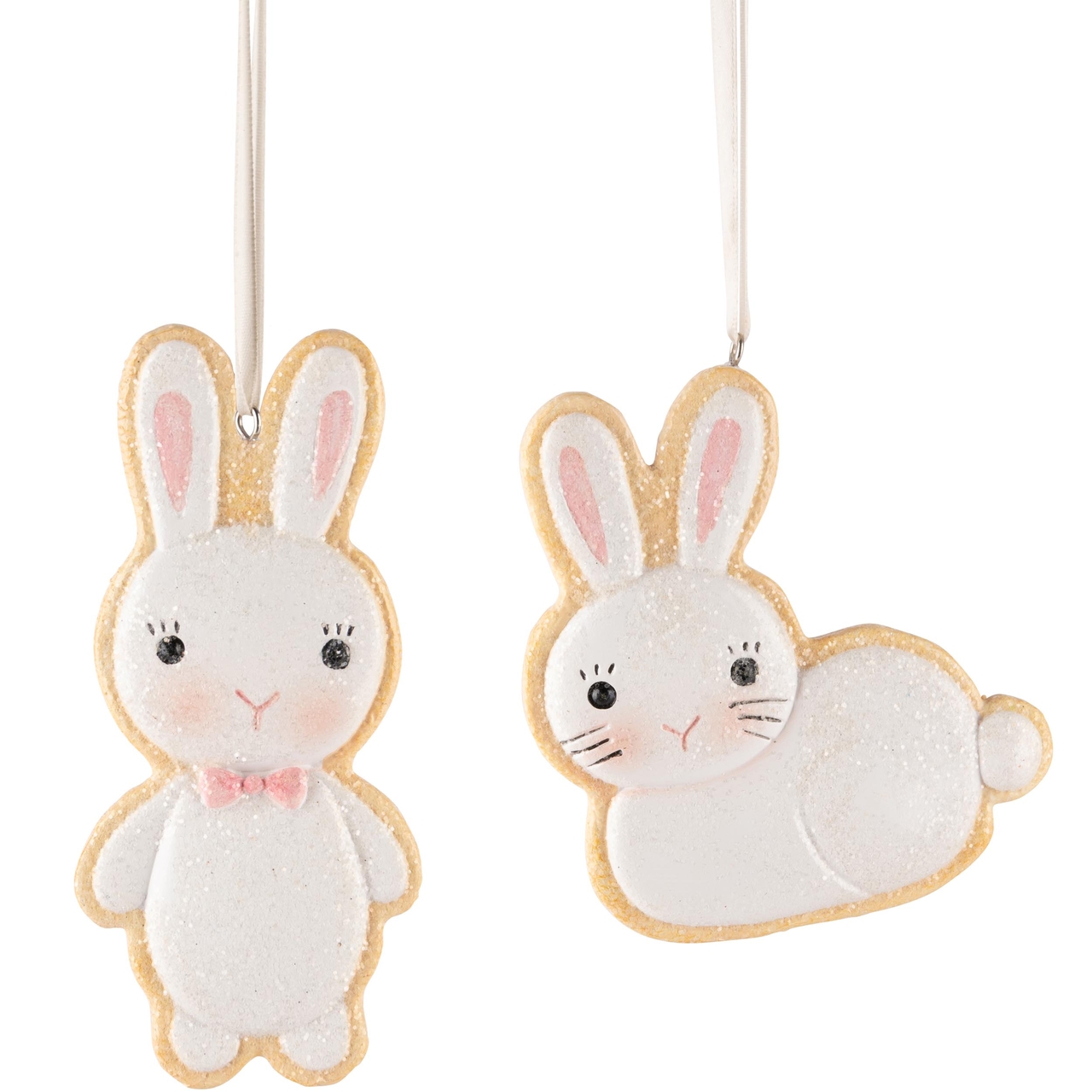 Dekoratief | Hanger bunny wit, resina, 6x13x1cm, set van 2 stuks | A240881