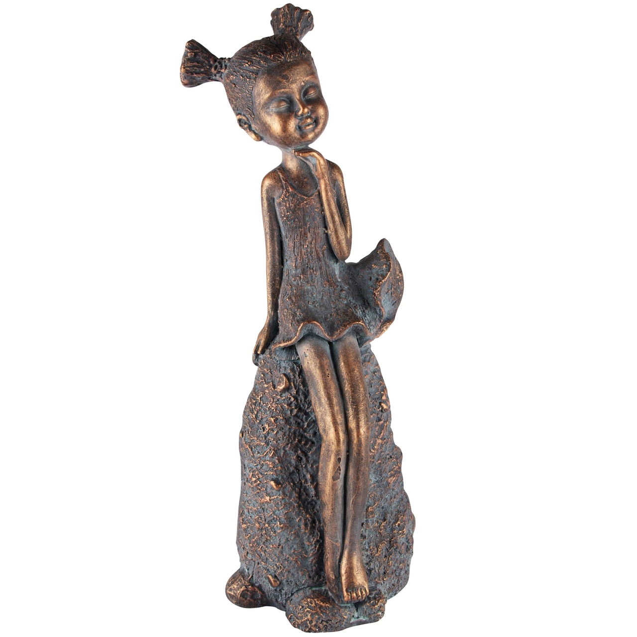 Dekoratief | Deco meisje 'Louise', brons, magnesium, 22x21x54cm | A240913