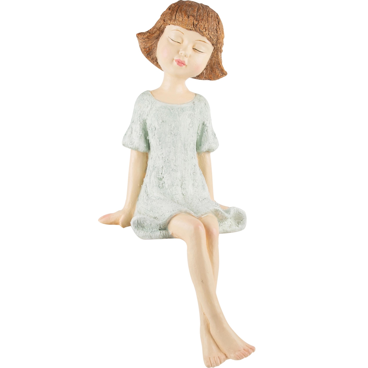 Dekoratief | Deco meisje zittend 'Elodie', naturel, magnesium, 32x24x51cm | A240915
