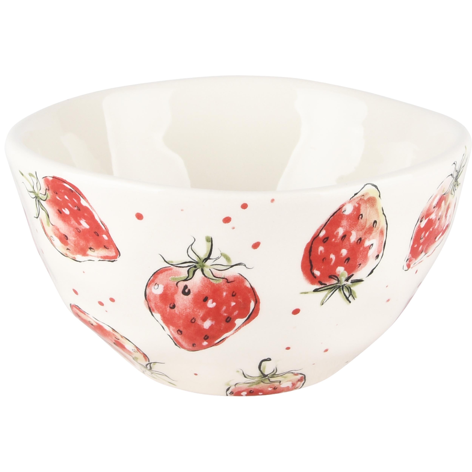 Dekoratief | Bowl m/aardbeien, wit/rood, keramiek, 16x12x7cm | A240794