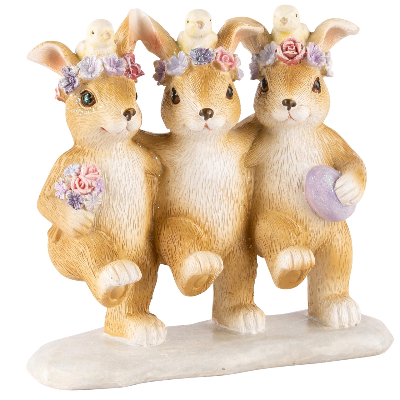Dekoratief | Trio bunny's dansend, resina, 12x6x12cm | A240135