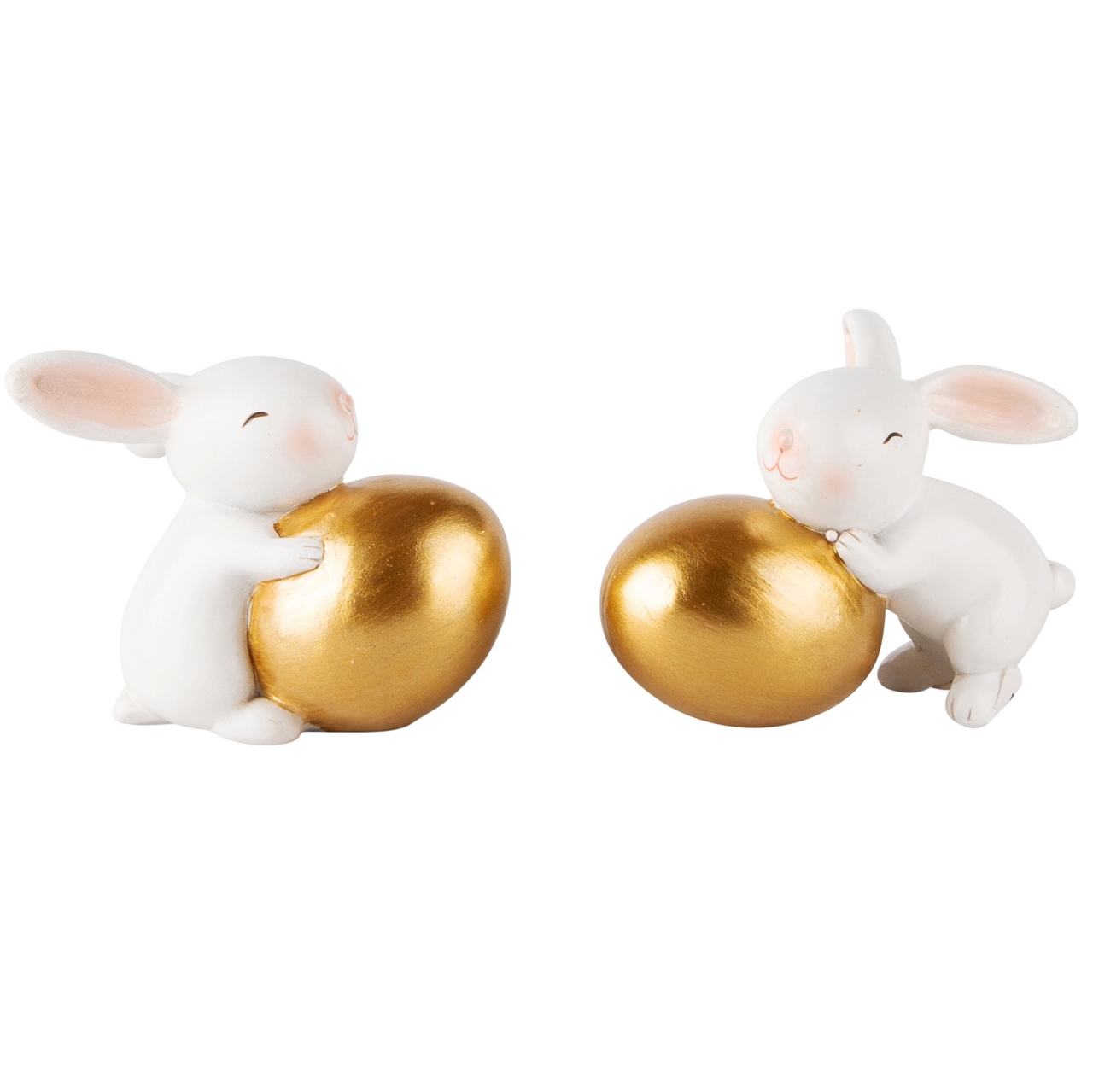 Dekoratief | bunny m/ei, wit/goud, resina, 7x4x6cm, 2ass | A240616