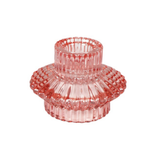 Dekoratief | Kaarsenhouder, roze, glas, 8x8x6cm | A244043