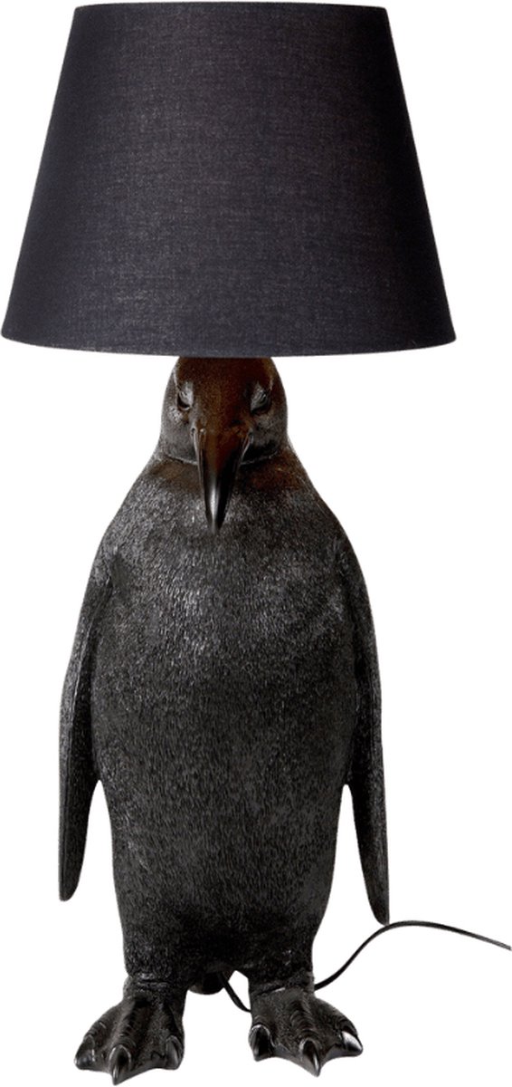 Tafellamp | Pinguin met lampenkap | Zwart | 30x30x69CM | Kitchen Trend Products