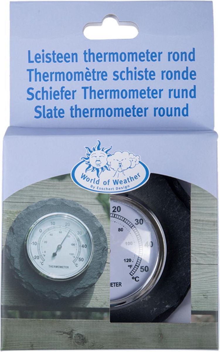 Leisteen thermometer rond | Ø 10 cm |Esschert Design