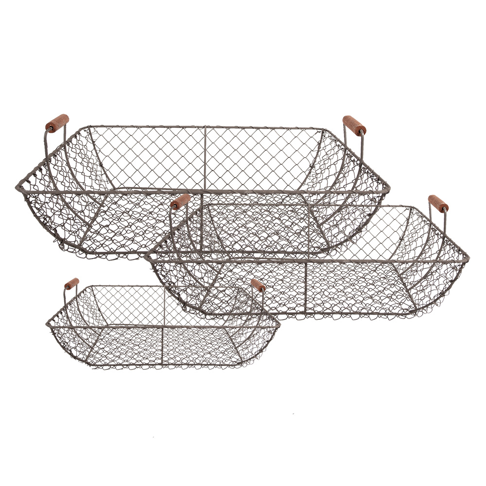 Clayre & Eef | Manden Bruin (set van 3) 40x34x15 / 36x30x14 / 32x26x13 cm | 6Y5522