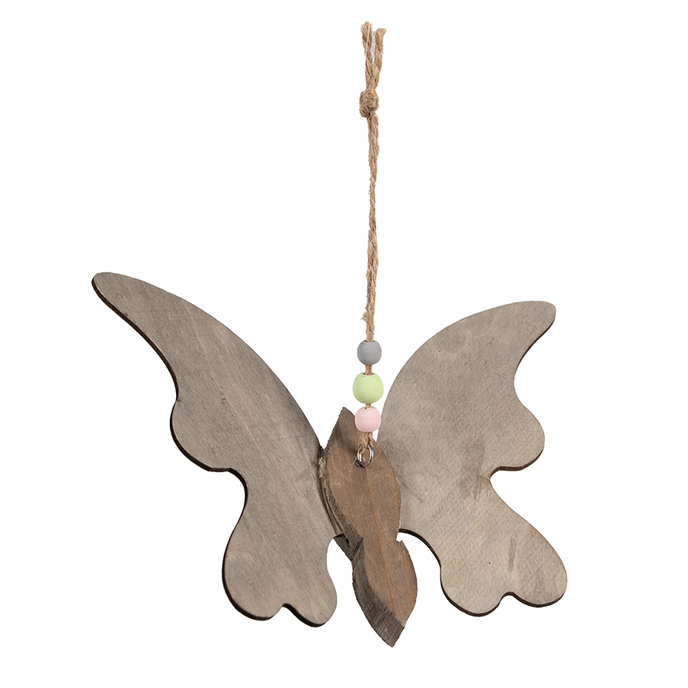 Clayre & Eef | Decoratie hanger vlinder Bruin 21x3x15 cm | 6H2320
