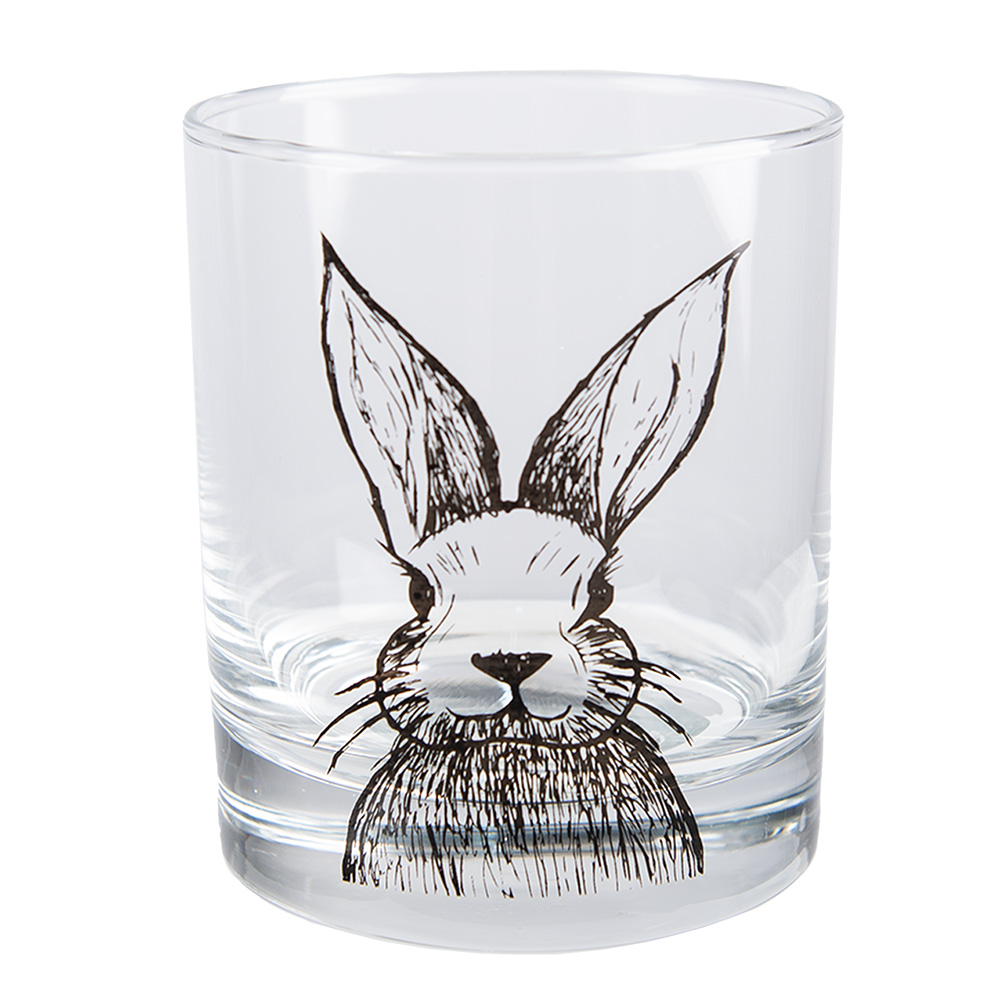 Clayre & Eef | Waterglas Transparant Zwart ø 8x9 cm / 300 ml | RAEGL0001