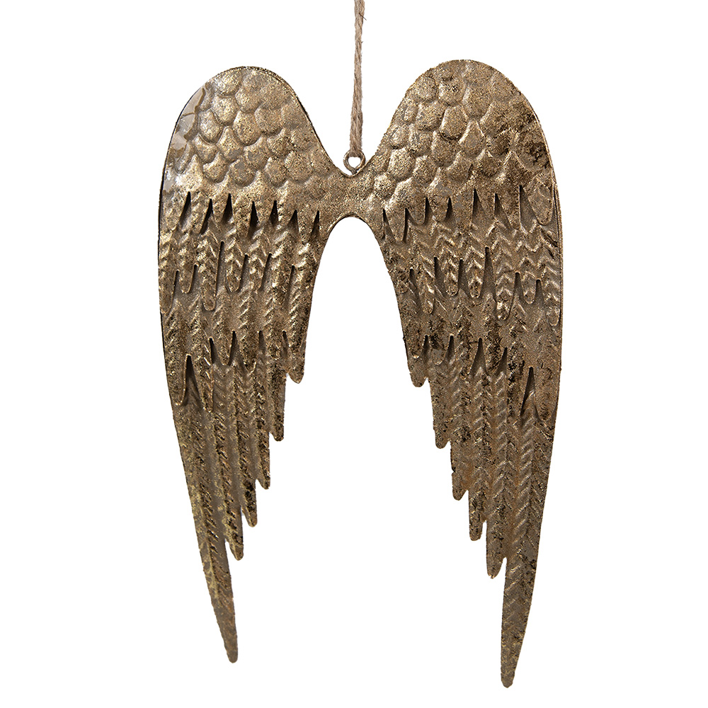 Clayre & Eef | Decoratie Beeld Vleugels Goudkleurig 19x13 cm | 6Y5553M