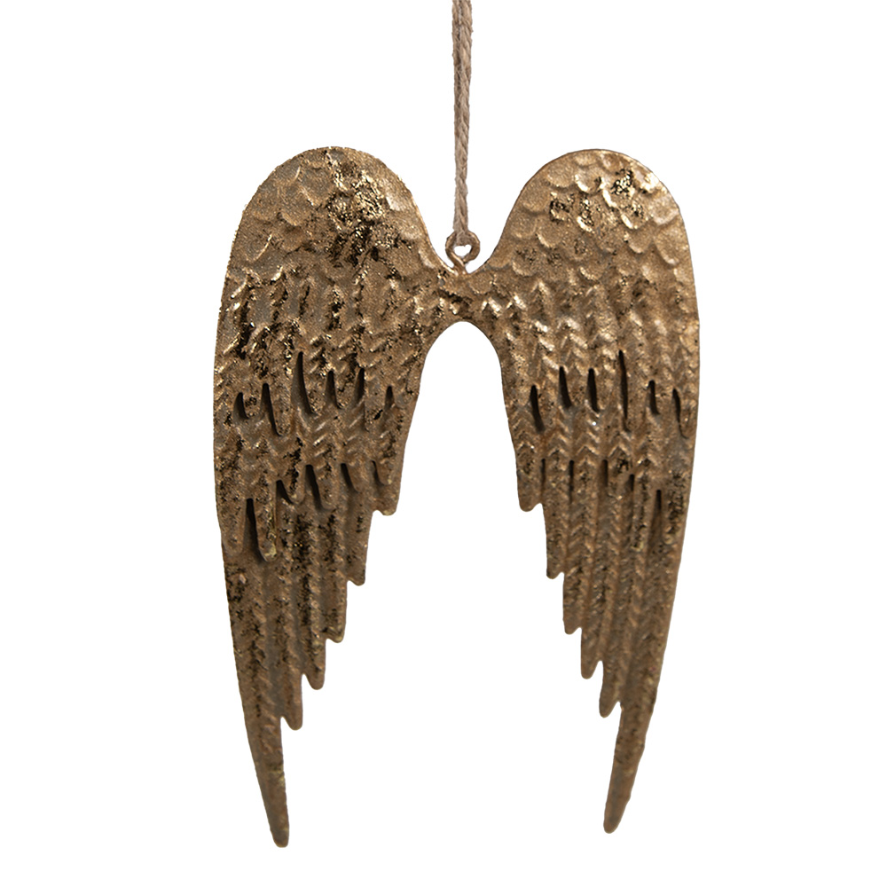 Clayre & Eef | Decoratie Beeld Vleugels Goudkleurig 14x9 cm | 6Y5553S